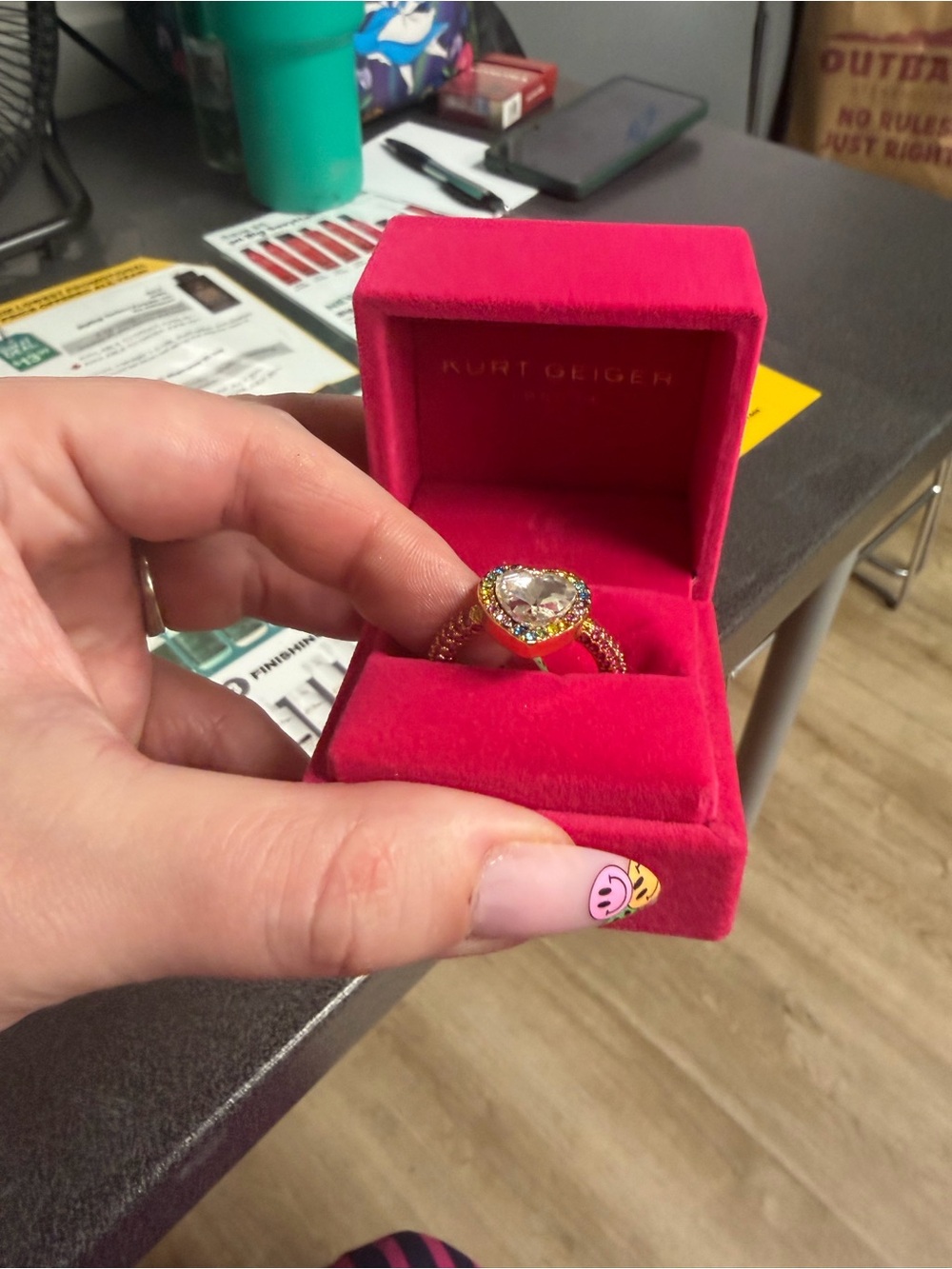 Kurt Geiger heart rainbow ring